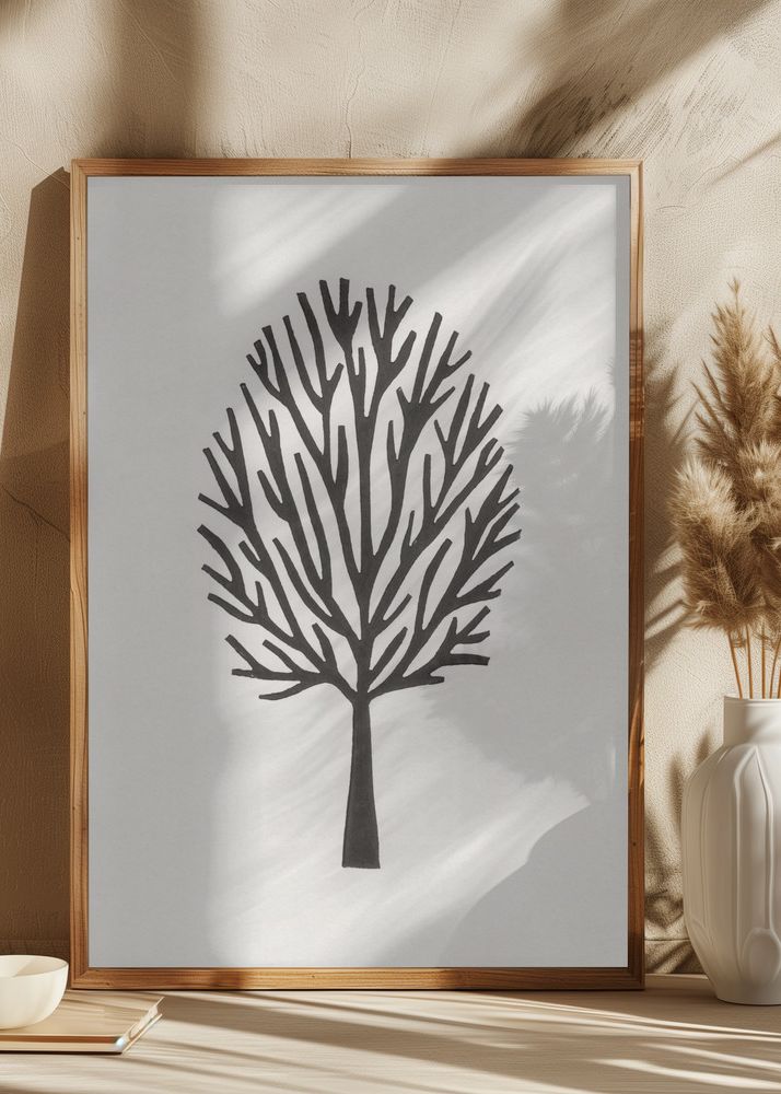Linocut Tree #3 Poster