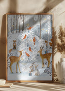 Christmas in the winter animal forest Poster