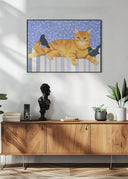 Ginger Cat and Blackbirds Poster
