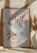 Seagull in Flowers illustration Poster
