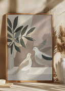Doves On Patio Poster