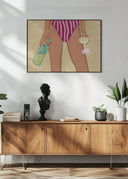 Girl with wine at the beach Poster