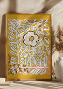 Fern leaves and flower mustard Poster