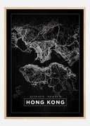 Map - Hong Kong - Black Poster