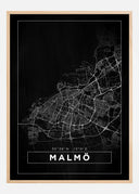 Map - Malmö - Black Poster