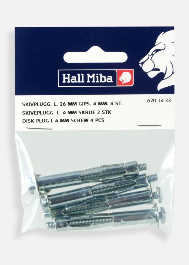 Hallmiba Screw and plug for plaster wall L 4 mm - 4-pack