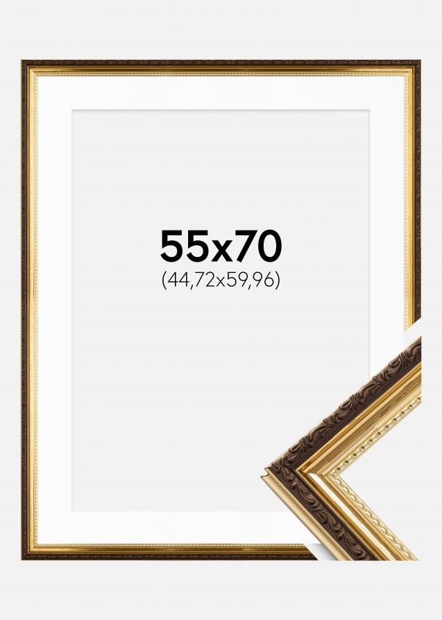 Ram med passepartou Frame Abisko Gold 55x70 cm - Picture Mount White 18x24 inches