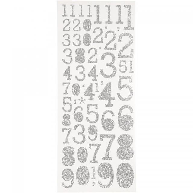 Focus Focus Glitter stickers Silver Numbers