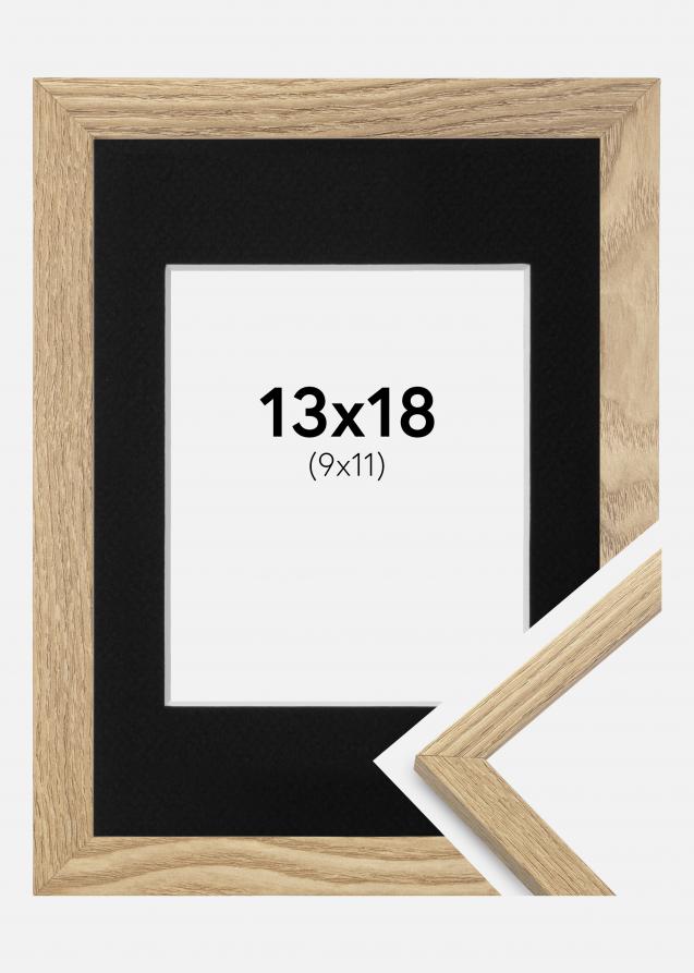 Ram med passepartou Frame Trendy Oak 13x18 cm - Picture Mount Black 10x12 cm