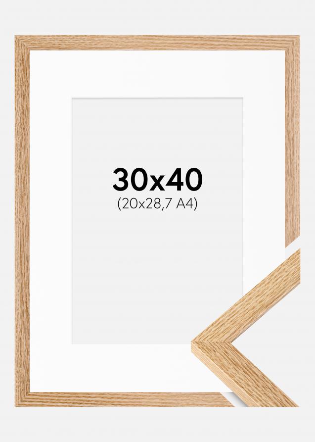 Ram med passepartou Frame Selection Oak 30x40 cm - Picture Mount White 21x29,7 cm (A4)