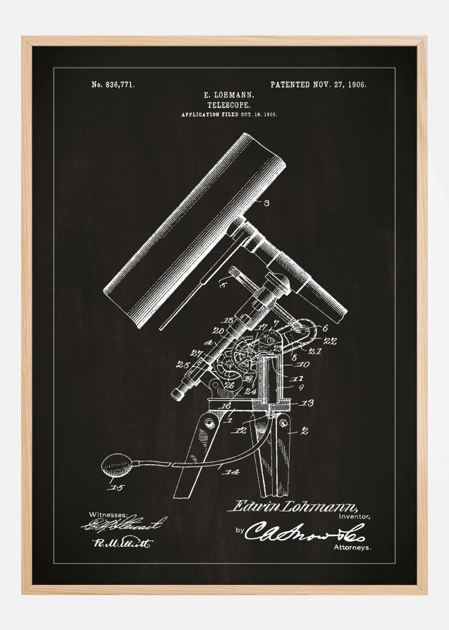 Bildverkstad Patent drawing - Telescope - Black Poster