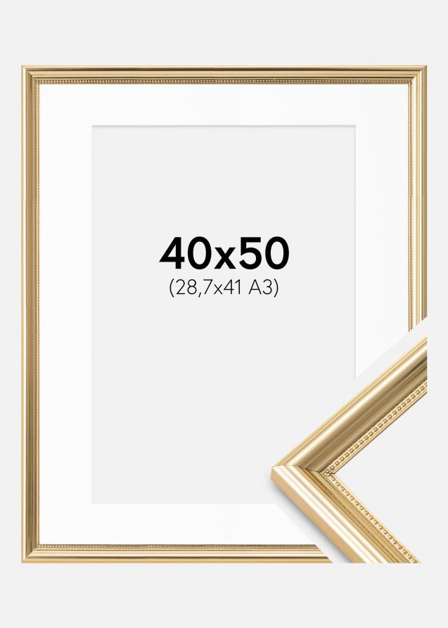 Ram med passepartou Frame Gala Gold 40x50 cm - Picture Mount White 29.7x42 cm (A3)