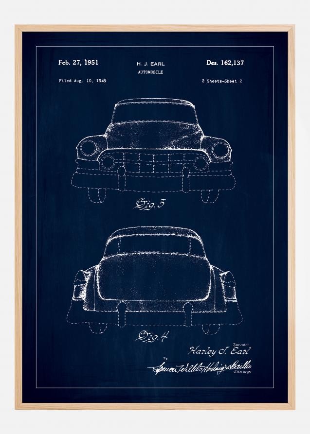 Bildverkstad Patent drawing - Cadillac II - Blue Poster