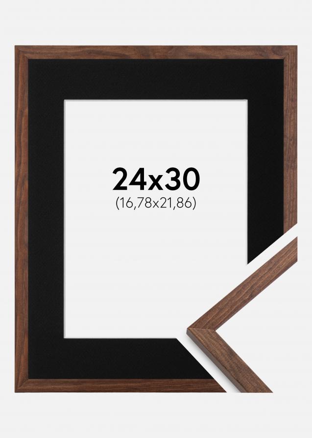 Ram med passepartou Frame Galant Walnut 24x30 cm - Picture Mount Black 7x9 inches