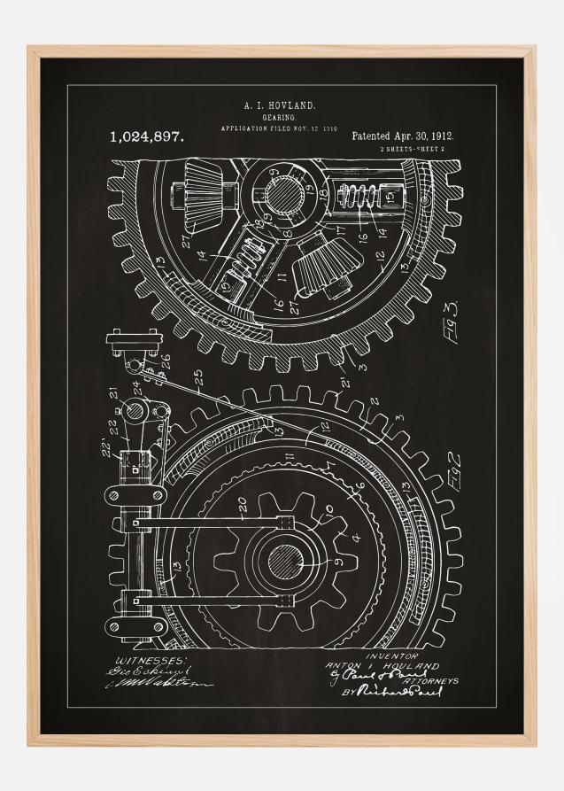Bildverkstad Patent drawing - Gear wheel - Black Poster