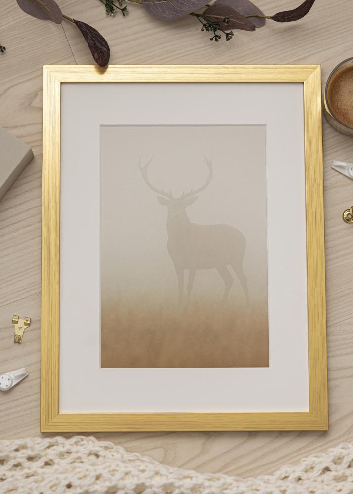 Ram med passepartou Frame Gold Wood 40x70 cm - Picture Mount White 28x58 cm