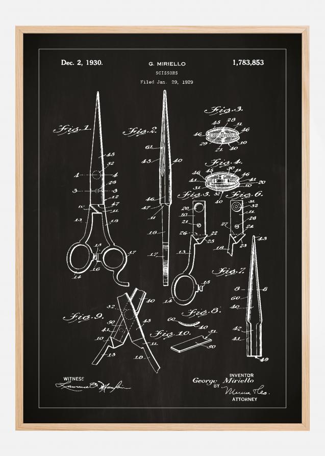 Bildverkstad Patent drawing - Scissors - Black Poster