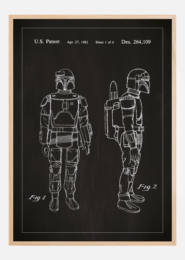 Bildverkstad Patent drawing - Star Wars - Boba Fett - Black Poster