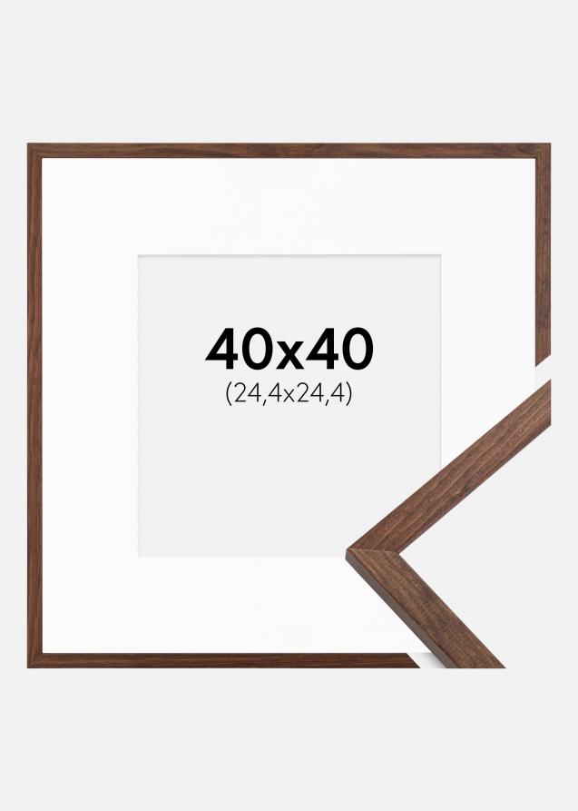 Ram med passepartou Frame Galant Walnut 40x40 cm - Picture Mount White 10x10 inches