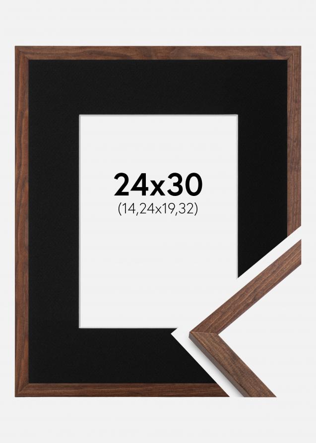 Ram med passepartou Frame Galant Walnut 24x30 cm - Picture Mount Black 6x8 inches