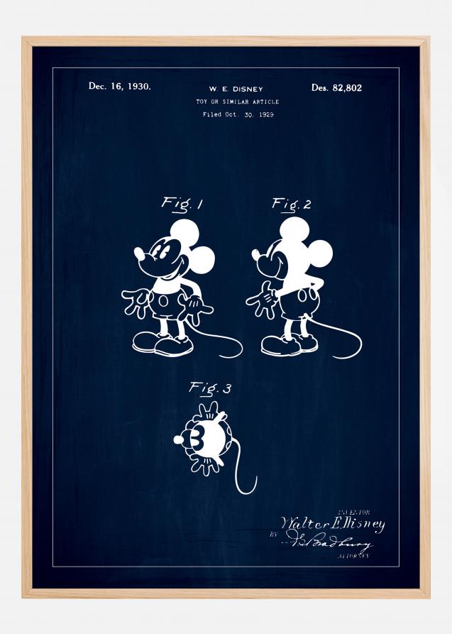 Bildverkstad Patent drawing - Disney - Mickey Mouse - Blue Poster