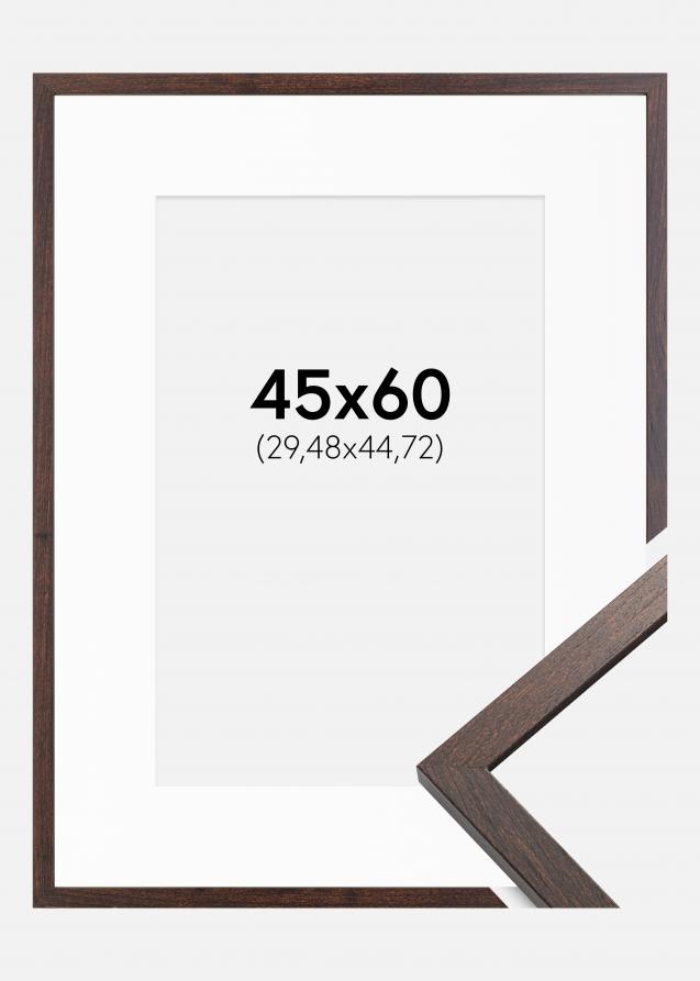 Ram med passepartou Frame Trendy Walnut 45x60 cm - Picture Mount White 12x18 inches