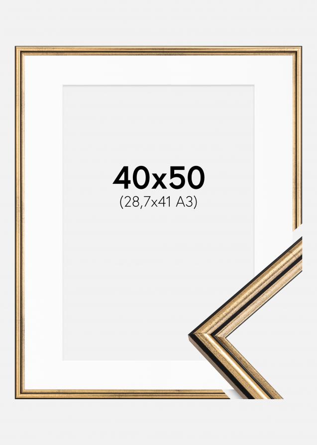Ram med passepartou Frame Horndal Gold 40x50 cm - Picture Mount White 29,7x42 cm (A3)