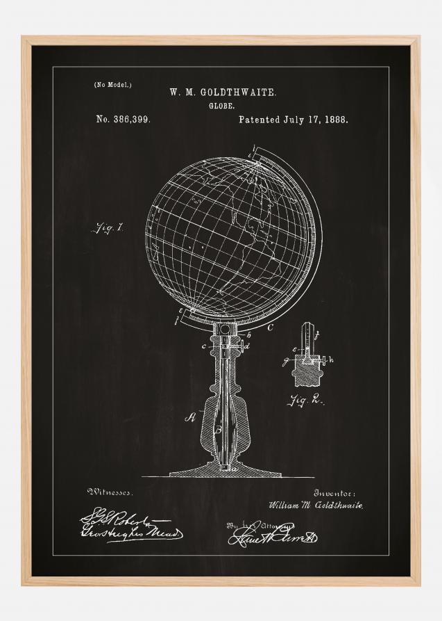 Bildverkstad Patent drawing - Globe - Black Poster