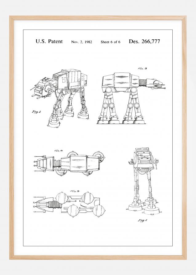 Bildverkstad Patent drawing - Star Wars - Walker - White Poster