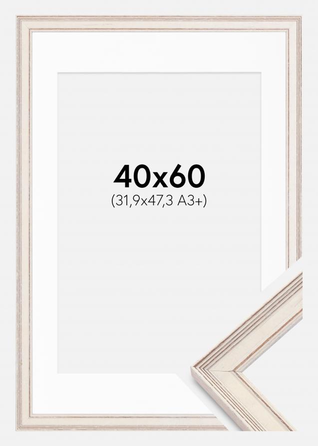 Ram med passepartou Frame Shabby Chic White 40x60 cm - Picture Mount White 32.9x48.3 cm (A3+)