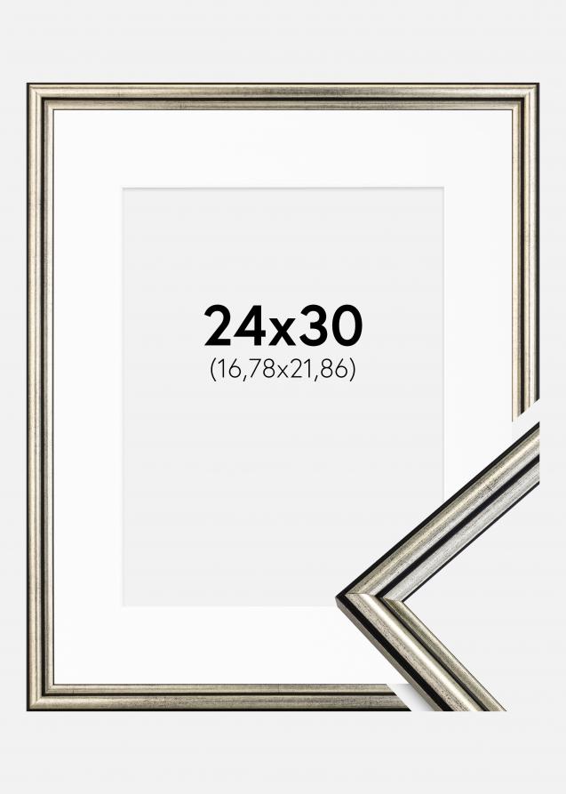 Ram med passepartou Frame Horndal Silver 24x30 cm - Picture Mount White 7x9 inches