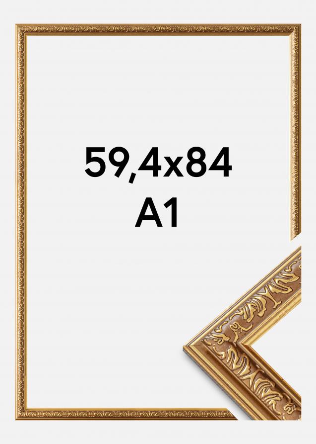 BGA Frame Swirl Acrylic Glass Gold 23.39x33.07 inches (59.4x84 cm - A1)
