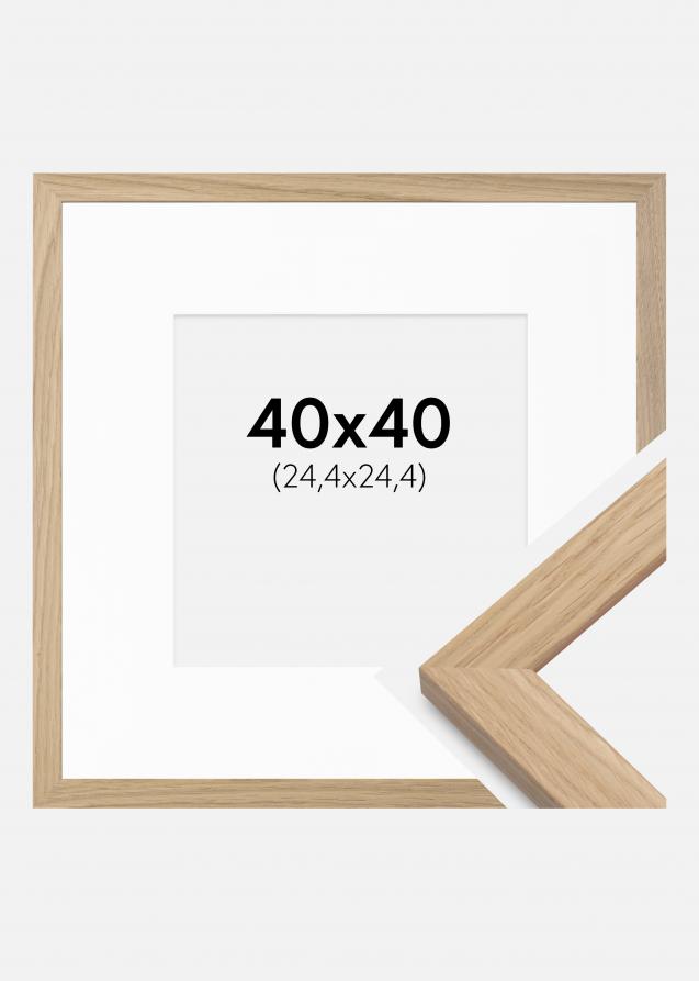 Ram med passepartou Frame Oak Wood 40x40 cm - Picture Mount White 10x10 inches
