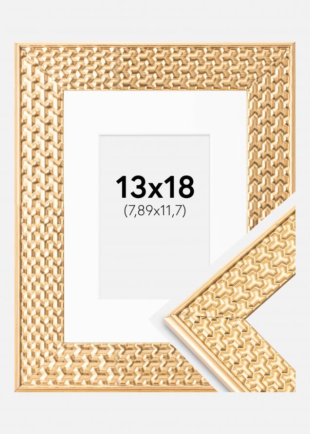 Ram med passepartou Frame Grace Gold 13x18 cm - Picture Mount White 3.5x5 inches