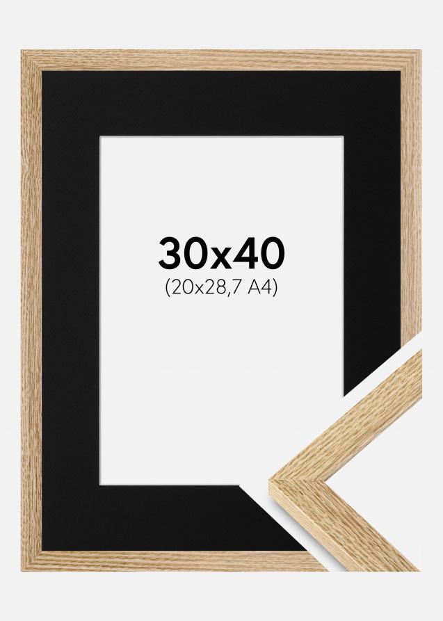 Ram med passepartou Frame Selection Oak 30x40 cm - Picture Mount Black 21x29.7 cm (A4)
