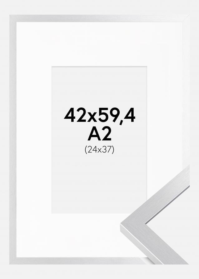 Ram med passepartou Frame Selection Silver 42x59.4 cm (A2) - Picture Mount White 25x38 cm