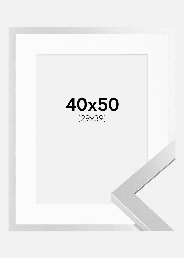 Ram med passepartou Frame Selection Silver 40x50 cm - Picture Mount White 30x40 cm