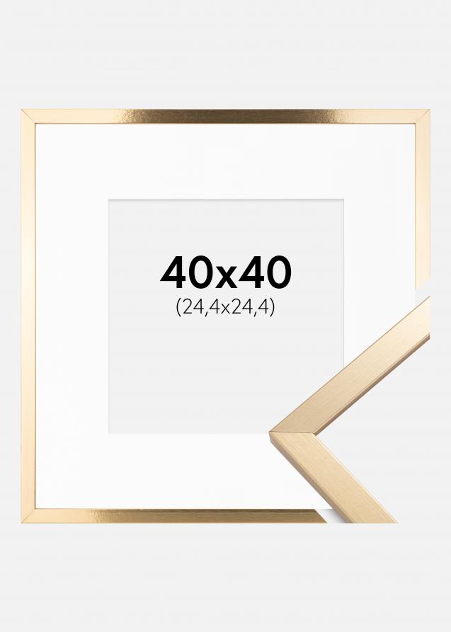 Ram med passepartou Frame Trendy Gold 40x40 cm - Picture Mount White 10x10 inches