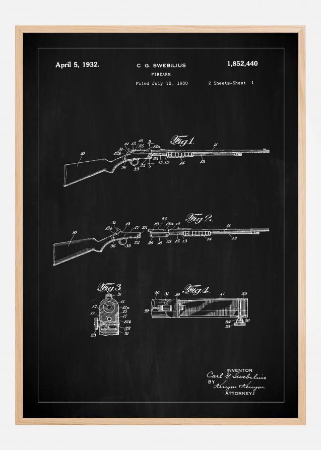 Bildverkstad Patent drawing - Rifle I - Black Poster