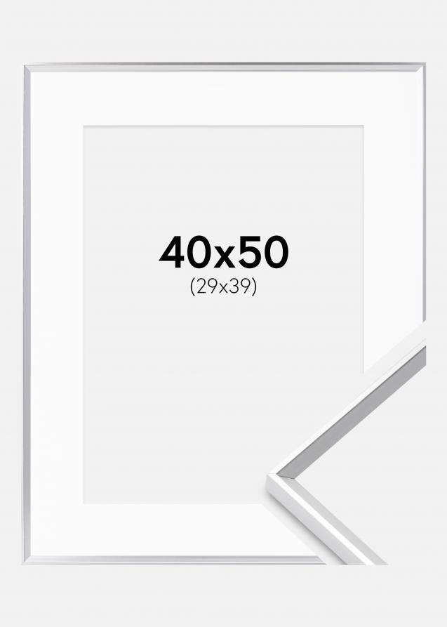Ram med passepartou Frame Desire Silver 40x50 cm - Picture Mount White 30x40 cm