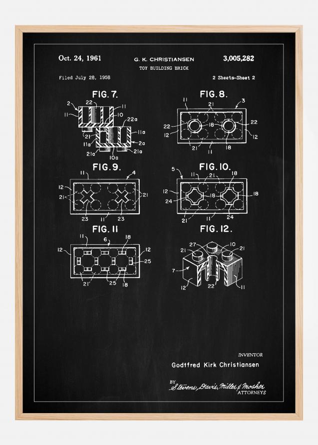 Bildverkstad Patent Print - Lego Block II - Black Poster