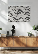 White Black Waves Pattern Square Poster