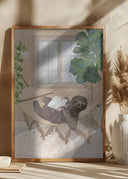 Lazy sloth in hammock Poster