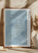 Woodblock Print Blue Poster