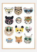 Big Cats in glasses print Poster