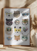 Big Cats in glasses print Poster