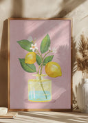 Lemon Bunch In Vase Poster