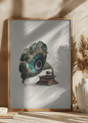 Peacock Gramaphone Poster