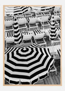 Black and White Beach Umbrellas Poster