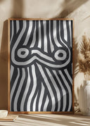 Black and White Striped Nude Poster